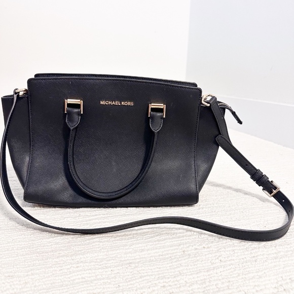 MICHAEL KORS Selma Women’s Black Satchel Crossbody Saffiano Leather Elegant - Picture 13 of 13